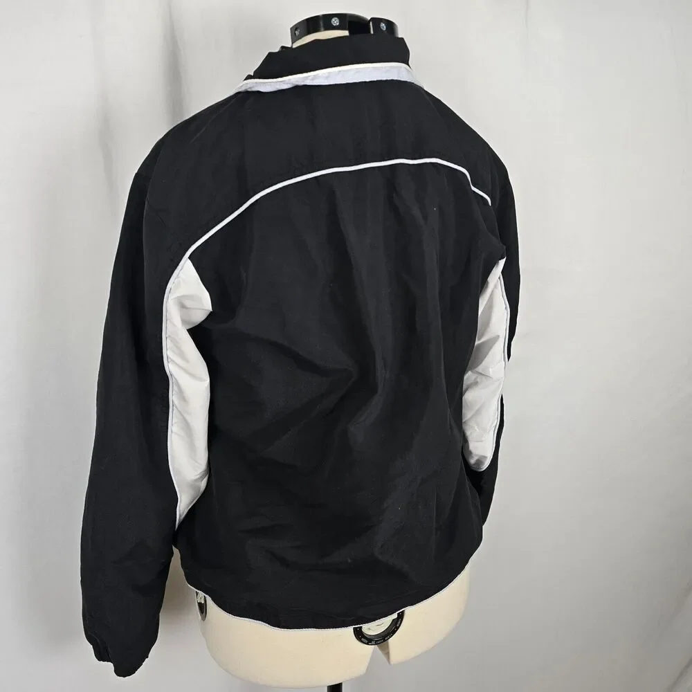 Dunlop Jacket Men's XL Black White Colorbolck Full Zip Up Collar Windbreaker